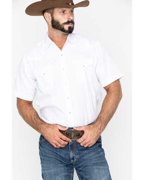 Image #4 - Ely Cattleman Men's Tone On Tone Western Shirt, White, hi-res
