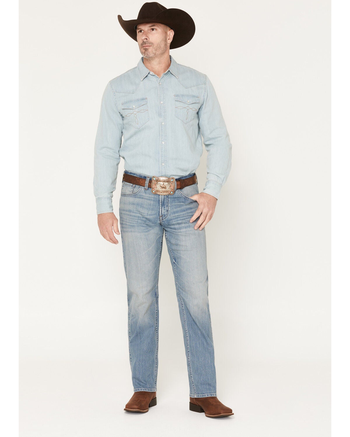 Image #1 - Cody James Men's Bronco Wash Yukon Relaxed Straight Stretch Denim Jeans, Medium Wash, hi-res
