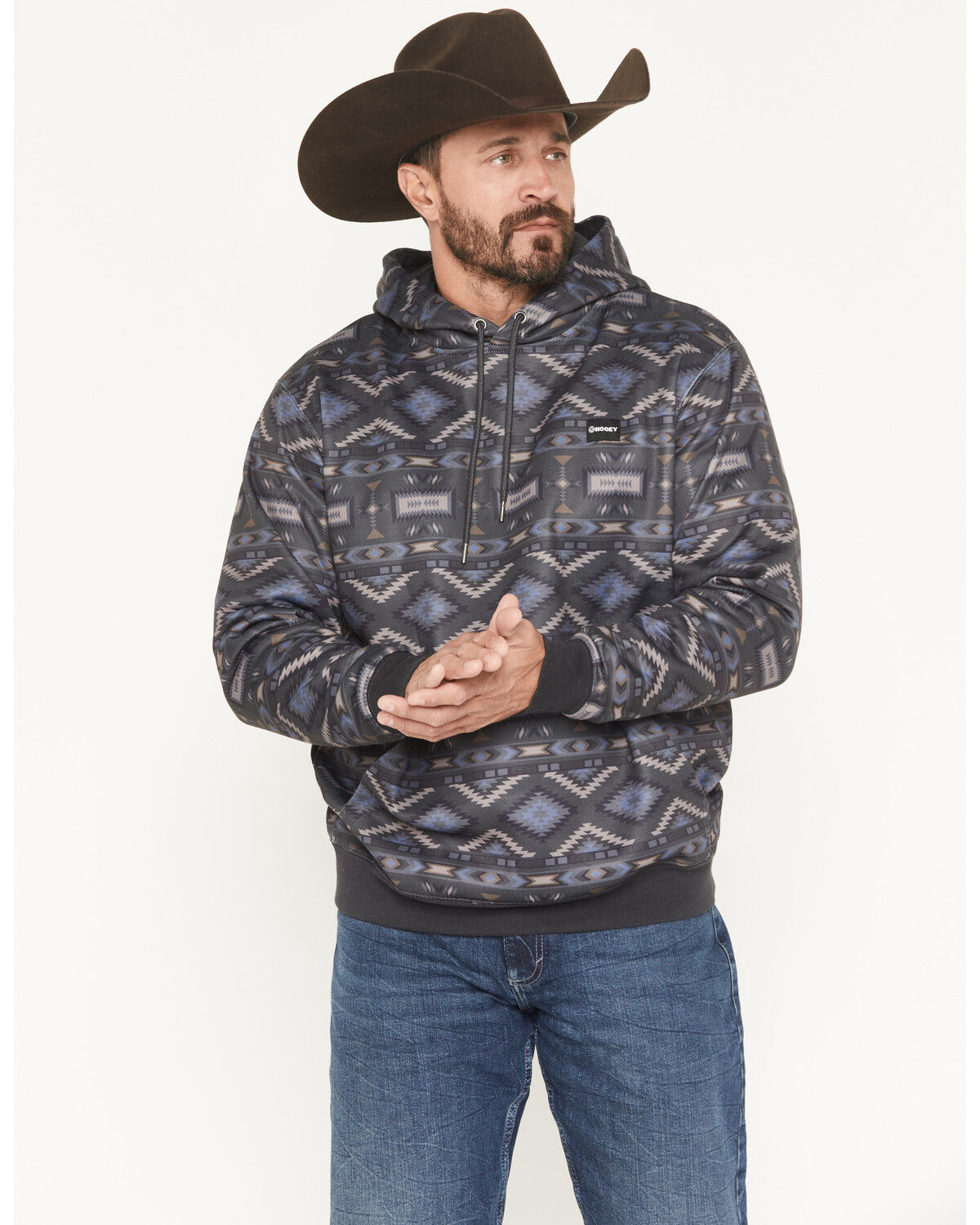 Image #1 - Hooey Men's Legendary Phantom Southwestern Print Hooded Sweatshirt, Brown, hi-res