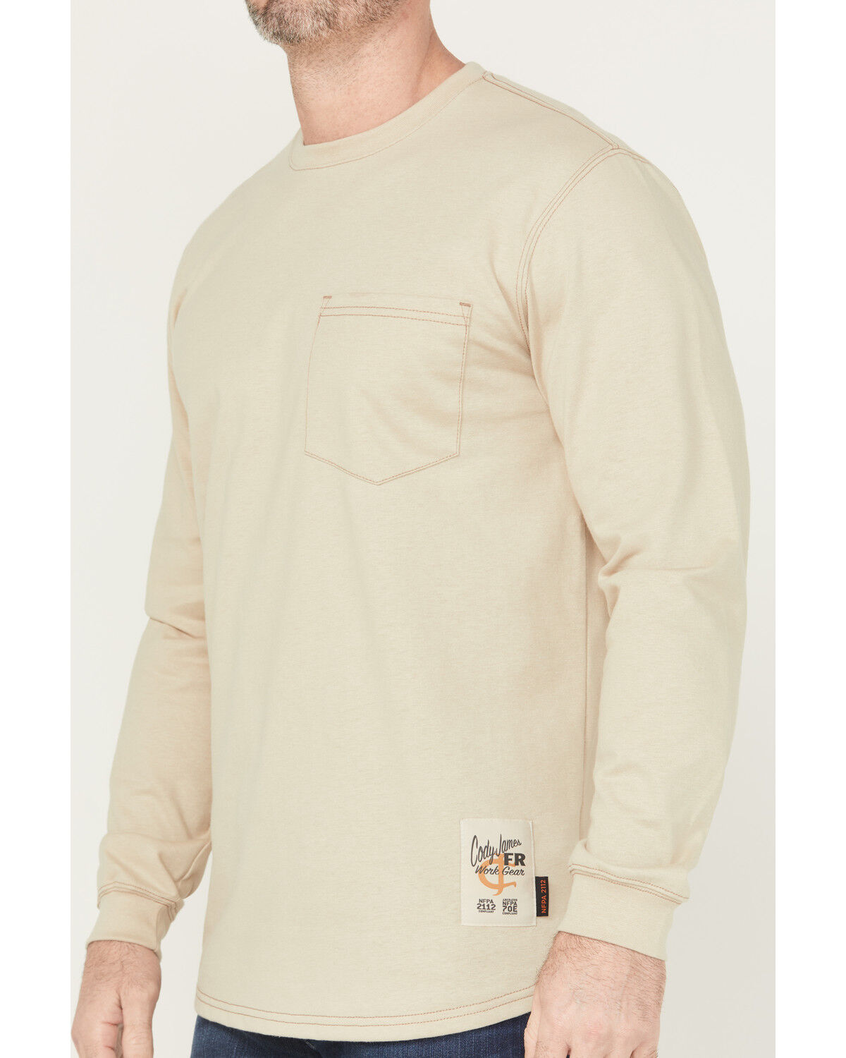 Image #3 - Cody James Men's FR Thrasher Long Sleeve Graphic Work Shirt, Tan, hi-res