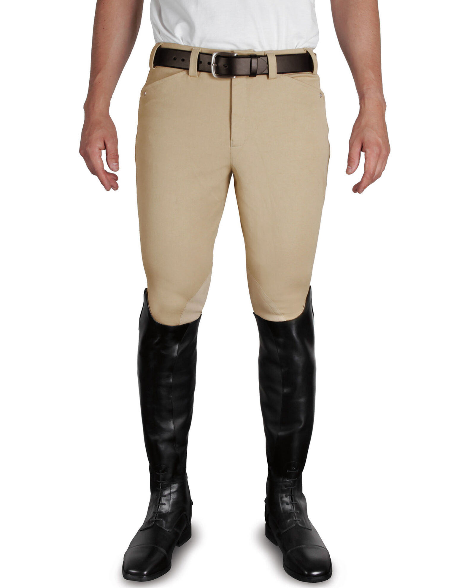 Image #3 - Ariat Men's Heritage Front Zip Riding Breeches, Beige, hi-res