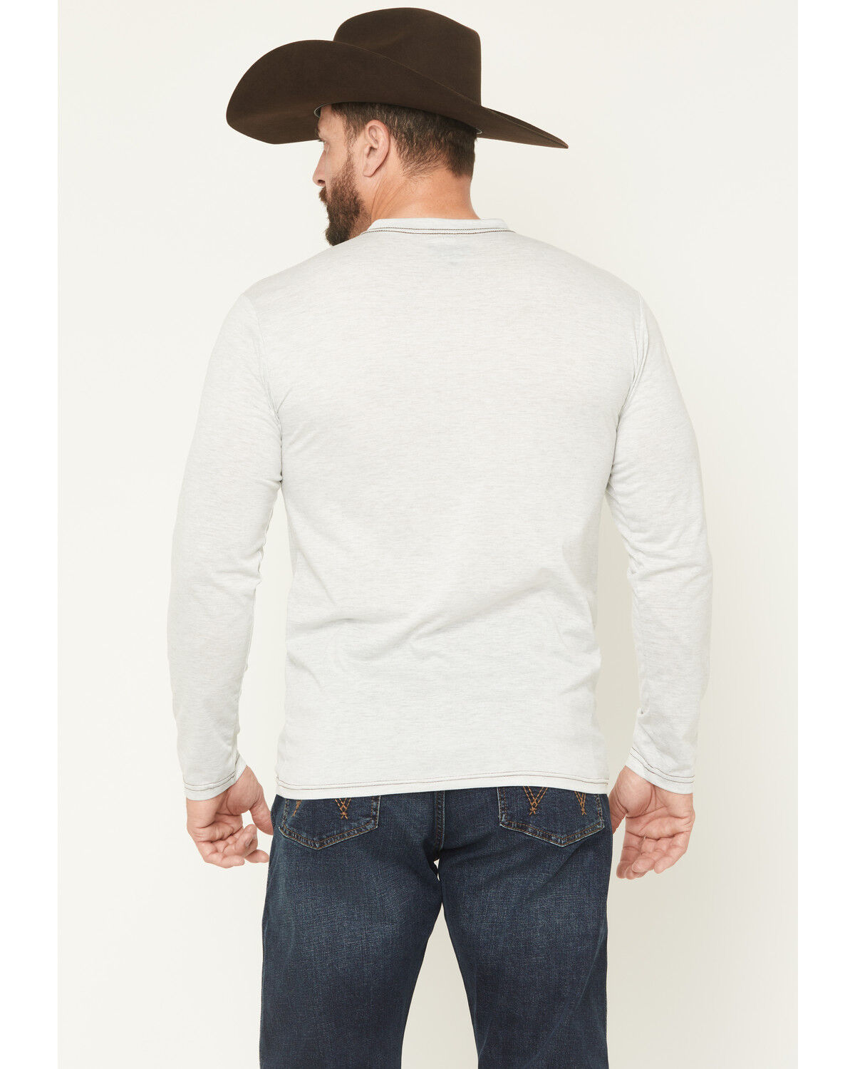 Image #4 - Cowboy Hardware Men's Steerhead Embroidered Long Sleeve Shirt, Oatmeal, hi-res