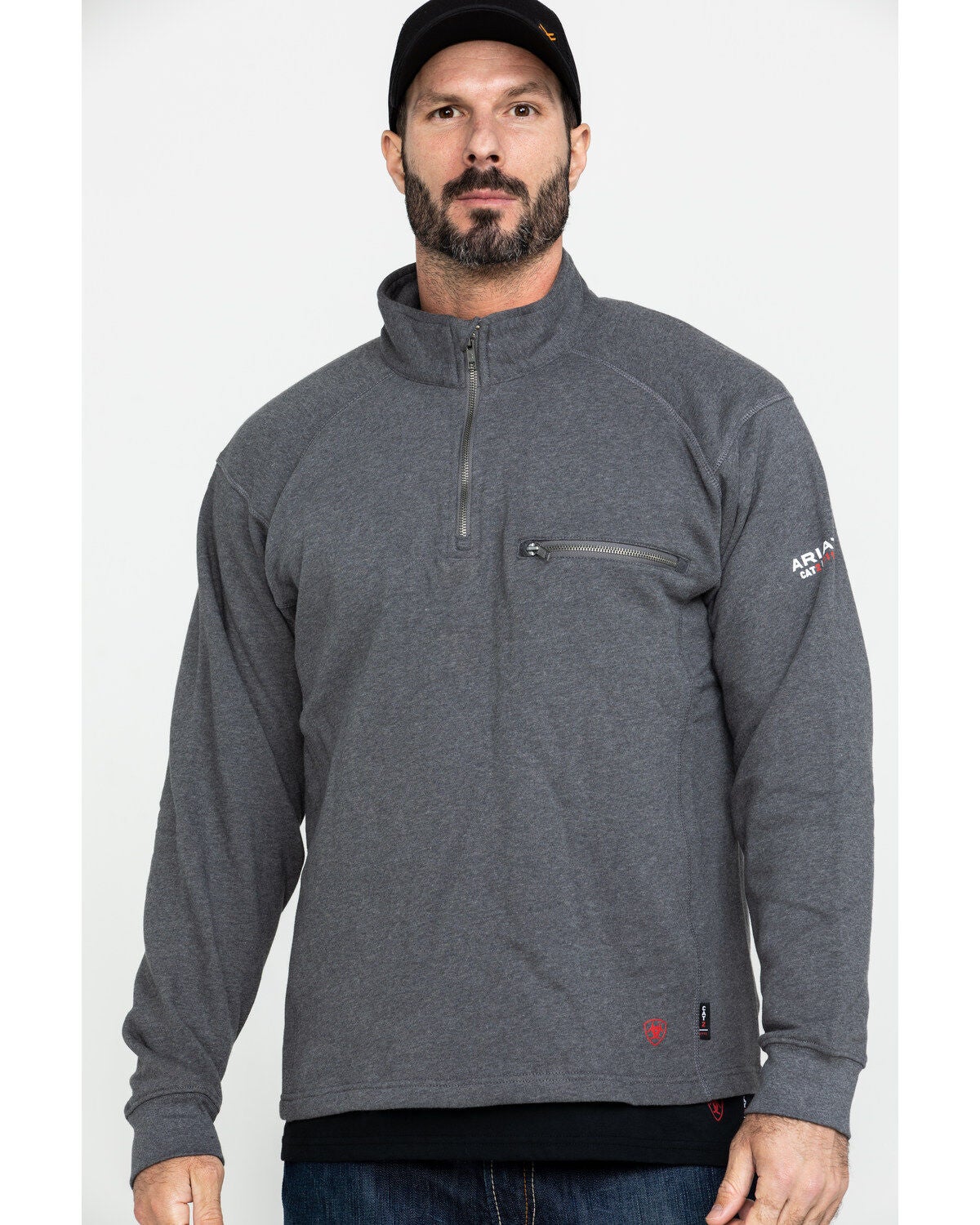 Ariat Men's FR Rev 1/4 Zip Work Pullover - Big, Charcoal, hi-res