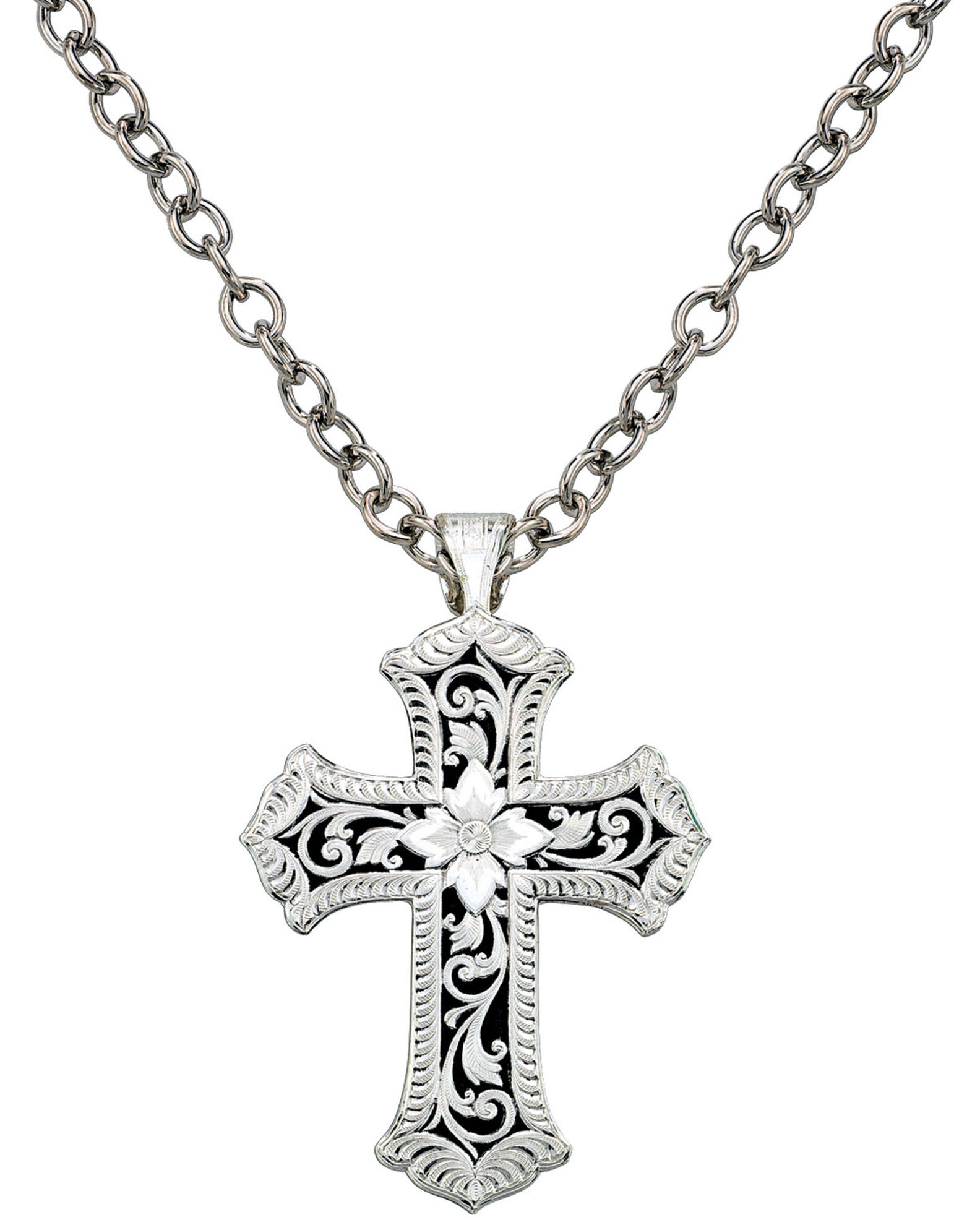 Product Name Montana Silversmiths Antiqued Scalloped Cross Necklace