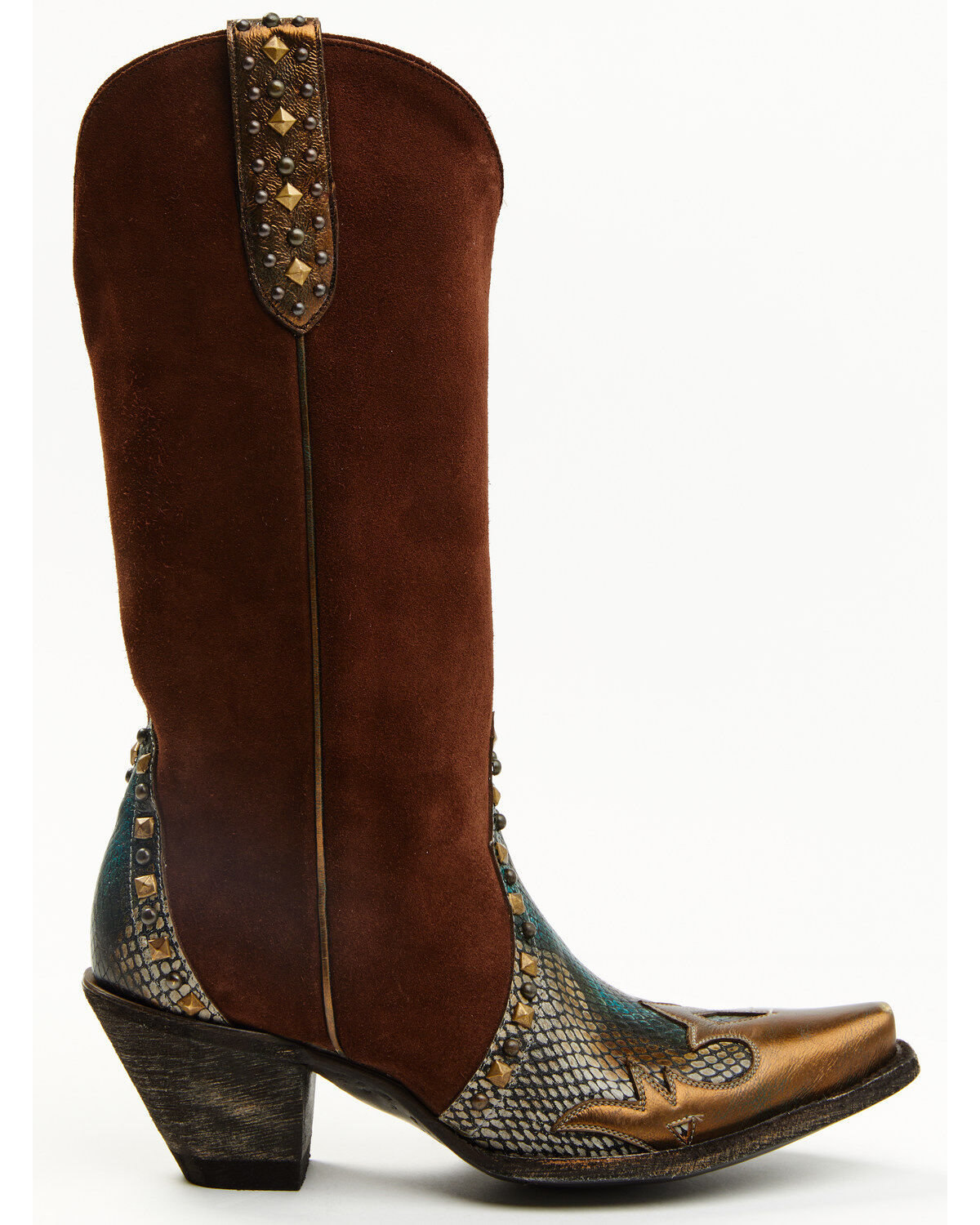 Image #2 - Idyllwind Women's Leap Snake Suede Leather Western Boots - Snip Toe, Brown, hi-res