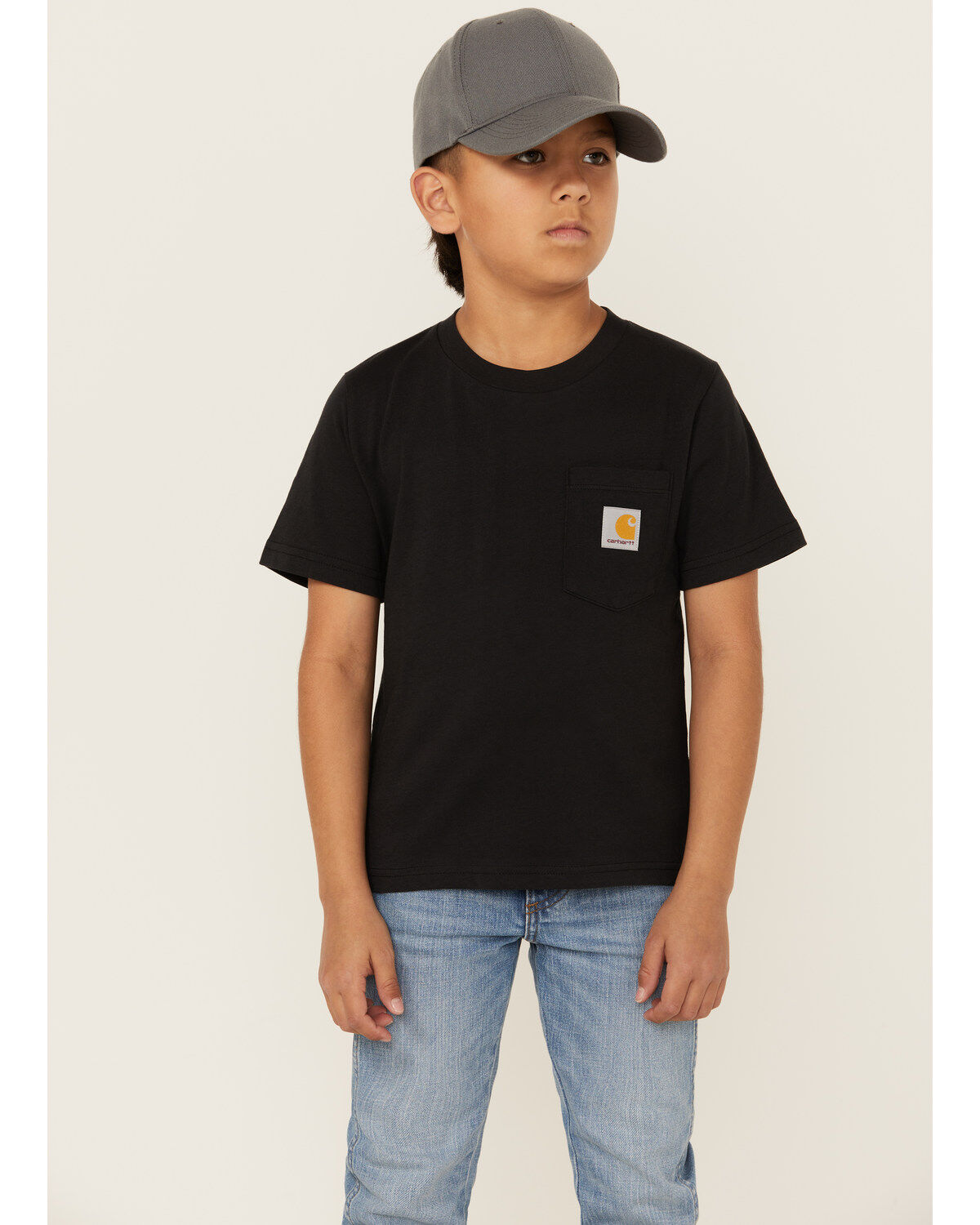 Carhartt Little Boys' Solid Short Sleeve Pocket T-Shirt, Black, hi-res