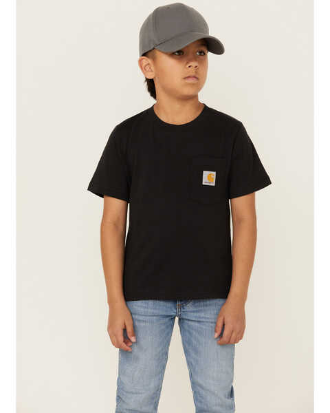 Carhartt Little Boys' Solid Short Sleeve Pocket T-Shirt , Black, hi-res