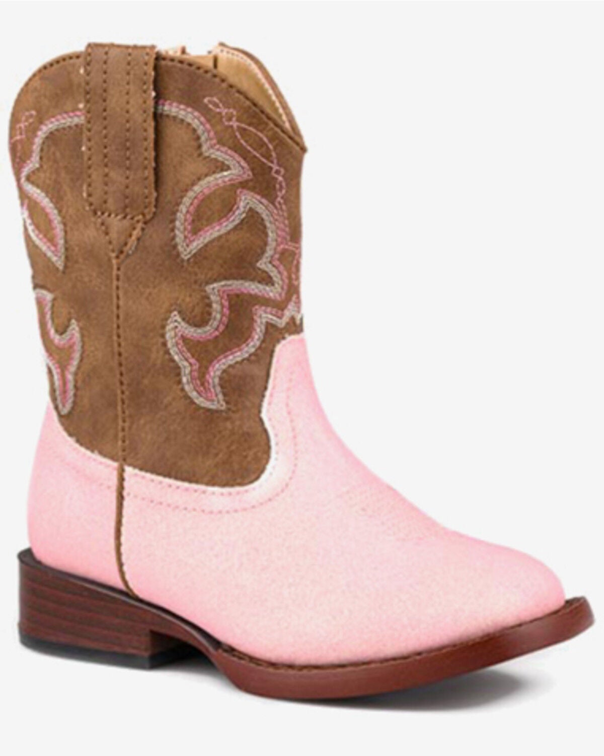 Image #1 - Roper Toddler Girls' Gretchen Western Boots - Broad Square Toe, Pink, hi-res