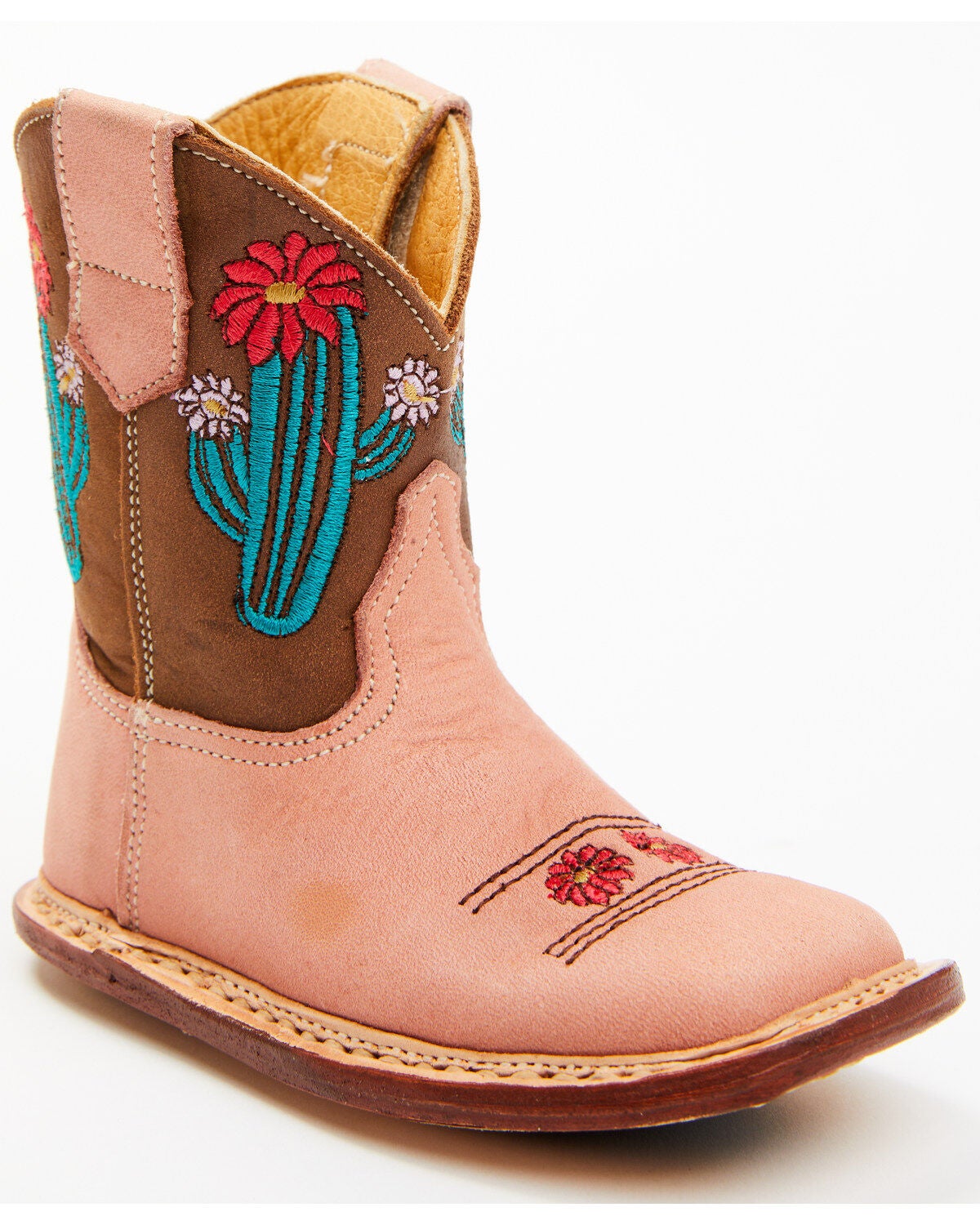 Roper Infant Girls' Cowbaby Cactus Western Boots - Square Toe, Tan, hi-res