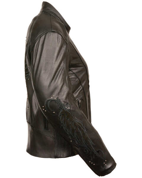 Milwaukee Leather Women's Stud & Wing Leather Jacket - 4XL, Black, hi-res