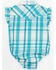 Shyanne Infant Girls' Short Sleeve Plaid Print Onesie, Turquoise, hi-res