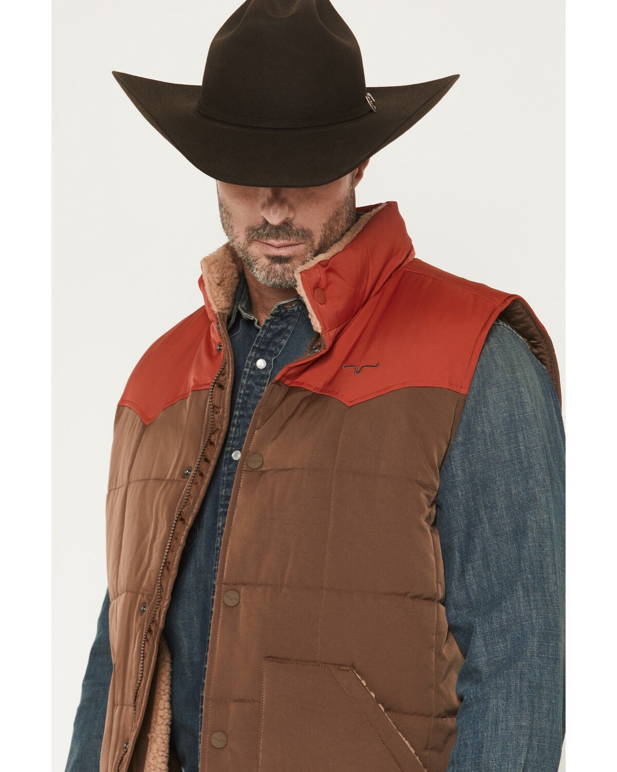 Image #2 - Kimes Ranch Men's Muir Trail Sherpa Lined Zip-Up Snap Vest, Brown, hi-res