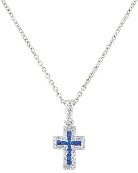 Image #1 - Montana Silversmiths Faith Found in the River Lights Cross Necklace, Silver, hi-res