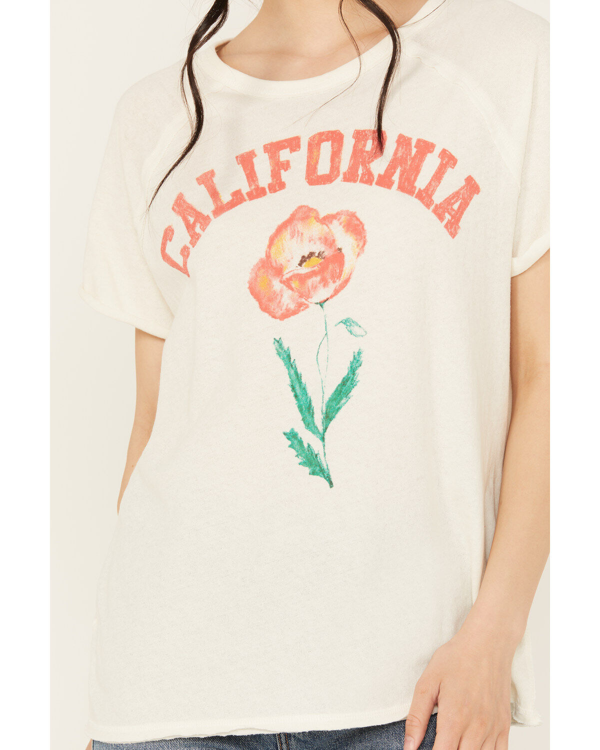 Image #3 - Free People Women's California State Flower Short Sleeve Graphic Tee, Ivory, hi-res