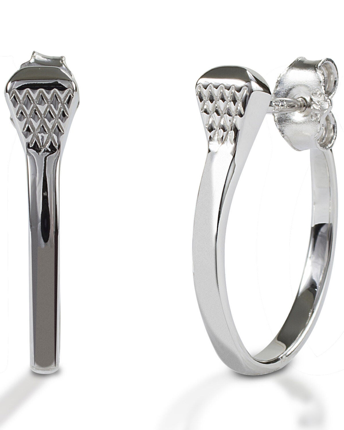 Kelly Herd Women's Post Back Nail Hoop Earrings, Silver, hi-res