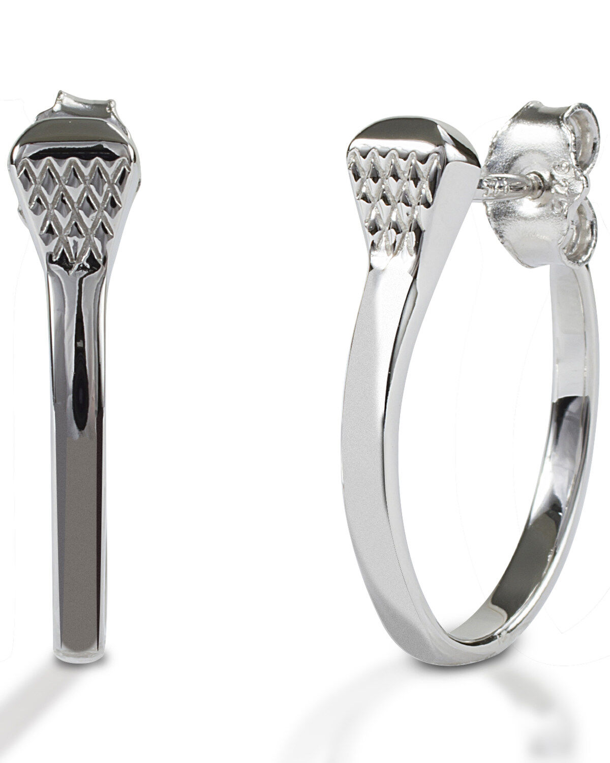 Image #1 - Kelly Herd Women's Post Back Nail Hoop Earrings, Silver, hi-res