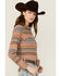 Image #2 - Shyanne Women's Serape Striped Print Long Sleeve Snap Flannel Shirt, Navy, hi-res