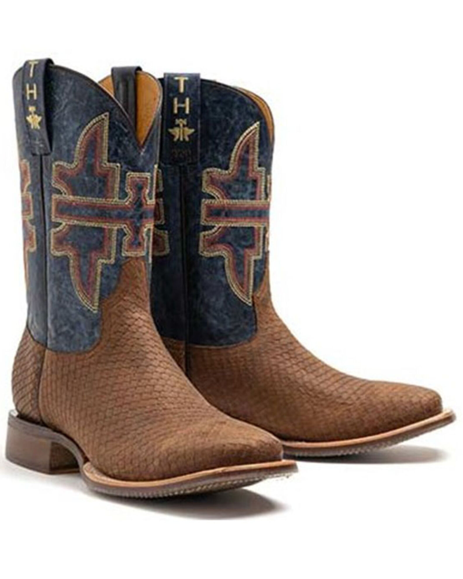 Tin Haul Men s Faux Viper Print Western Boots Broad Square Toe