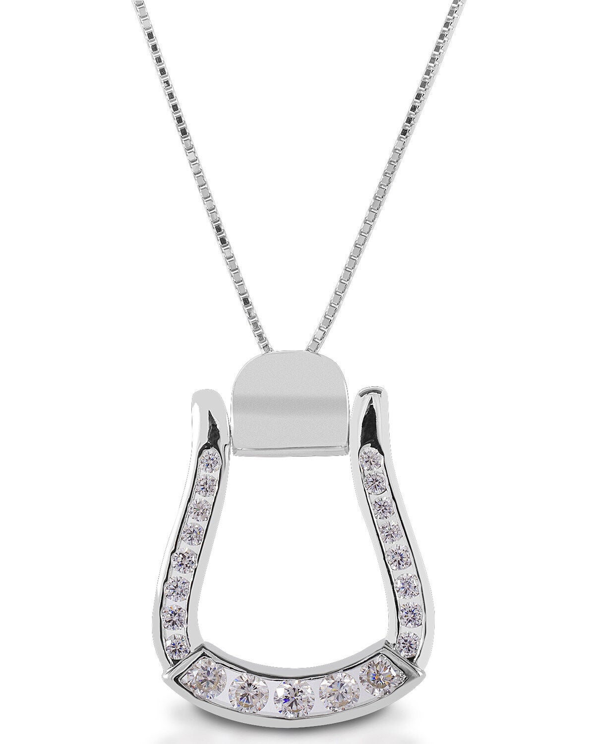 Kelly Herd Women's Clear Stone Oxbow Stirrup Necklace, Silver, hi-res