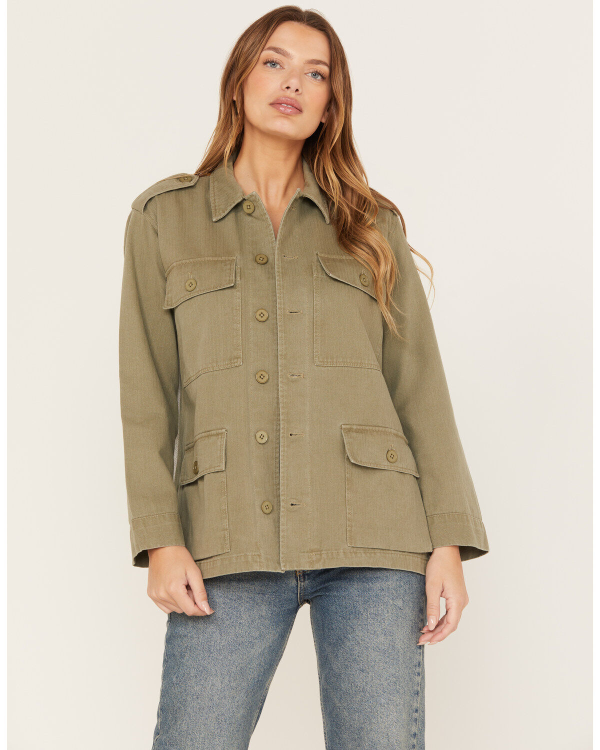Image #2 - Wild Moss Women's Knit Back Western Jacket, Olive, hi-res