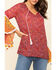 Red Label by Panhandle Women's Print Bell Sleeve Top , Dark Pink, hi-res