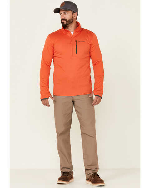 Image #2 - Columbia Men's Heather Quartz Red Park View 1/2 Zip Fleece Pullover , Orange, hi-res