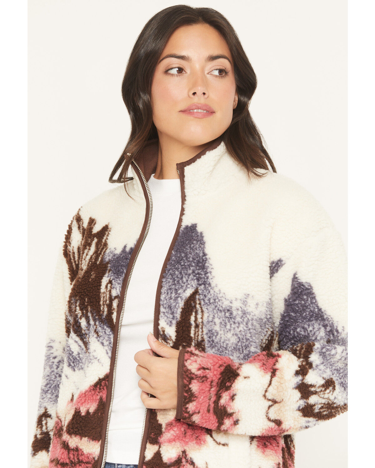 Image #2 - Shyanne Women's Cascade Zip Front Sherpa Jacket, Cream, hi-res