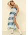 Image #1 - Rag Poet Women's Tie Dye Stripe Pura Midi Dress, Blue, hi-res