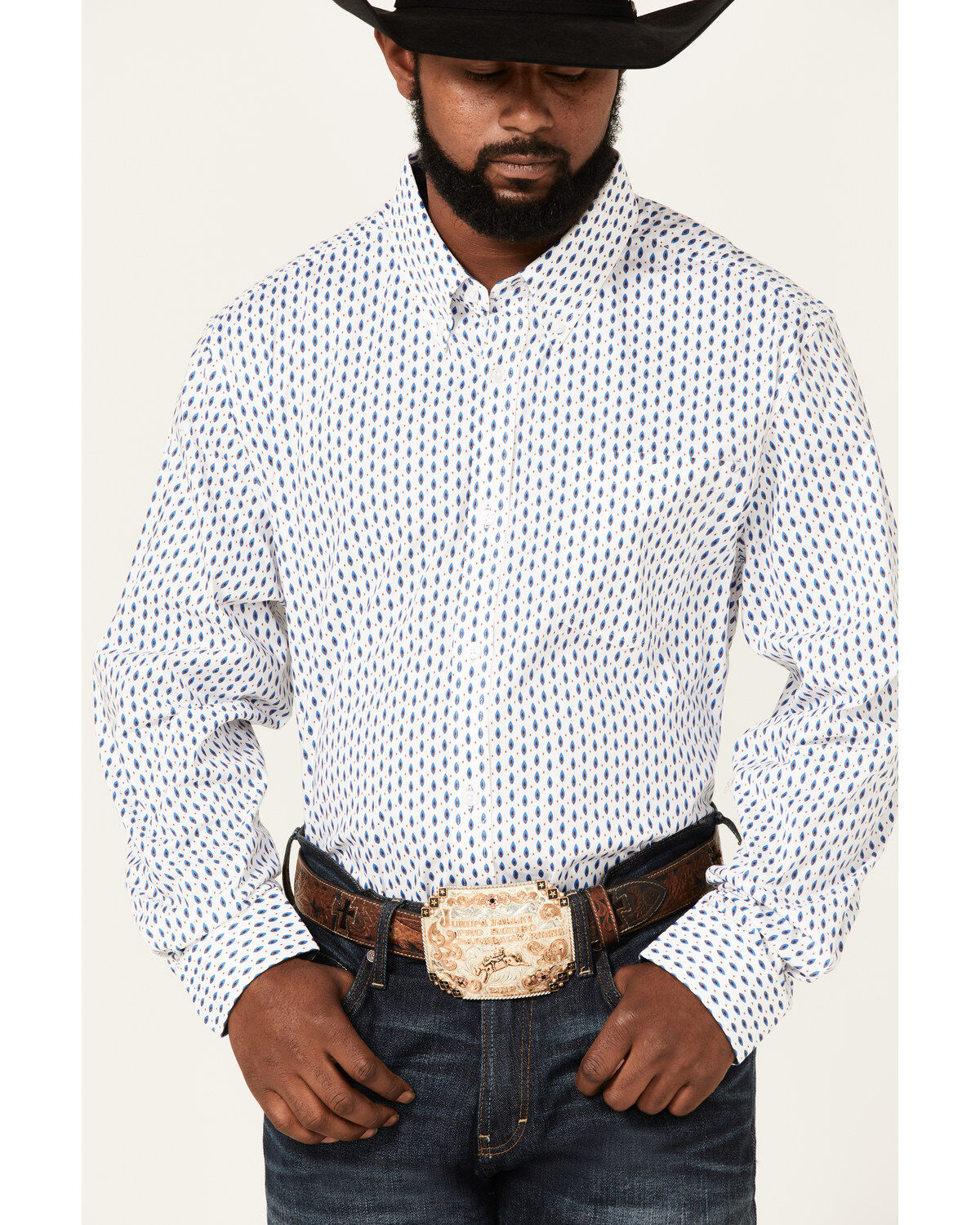 Product Name:  RANK 45® Men's Trained Geo Print Long Sleeve Button-Down Western Shirt