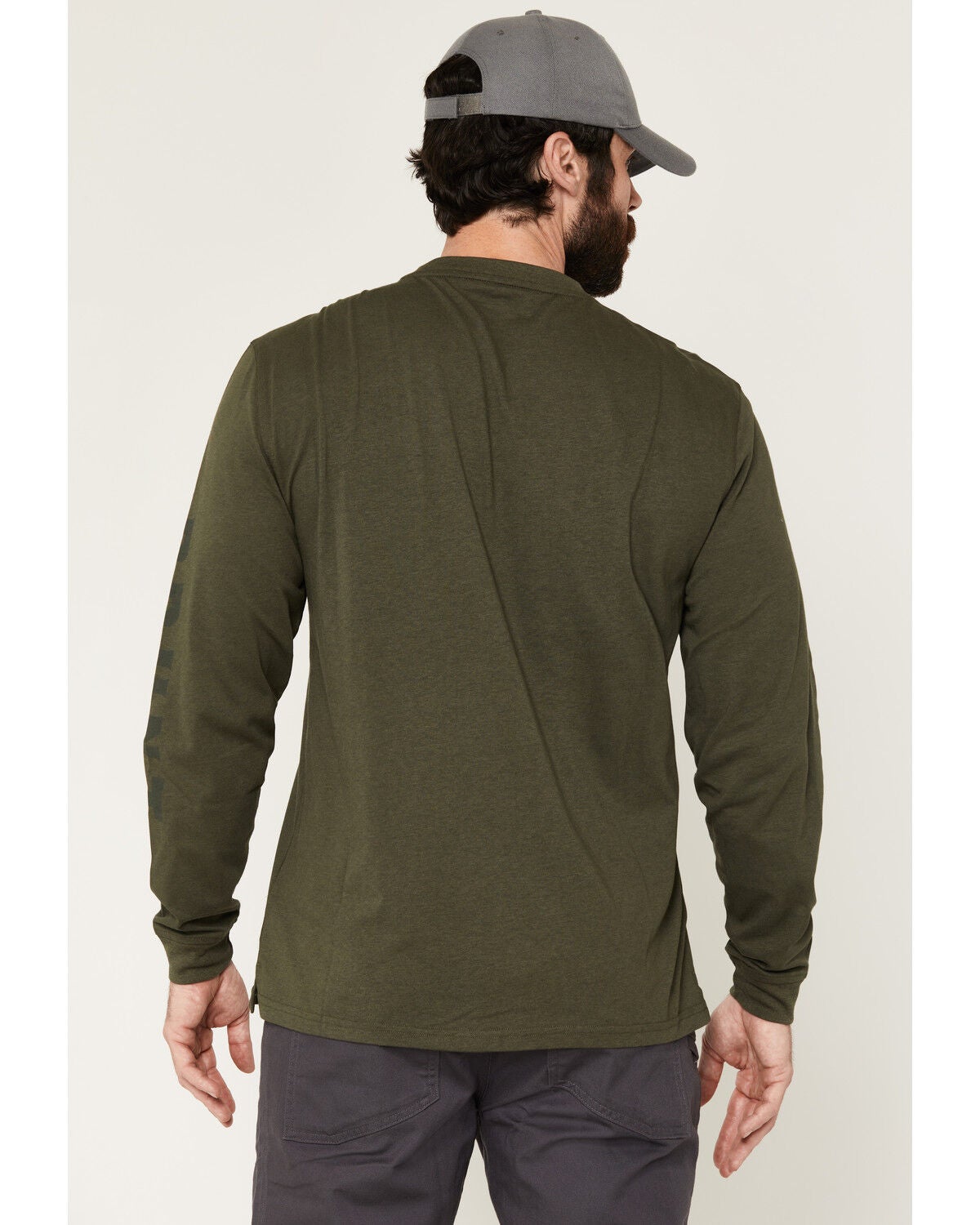 Image #4 - Brunt Workwear Men's Solid Long Sleeve Pocket Work T-Shirt, Heather Green, hi-res