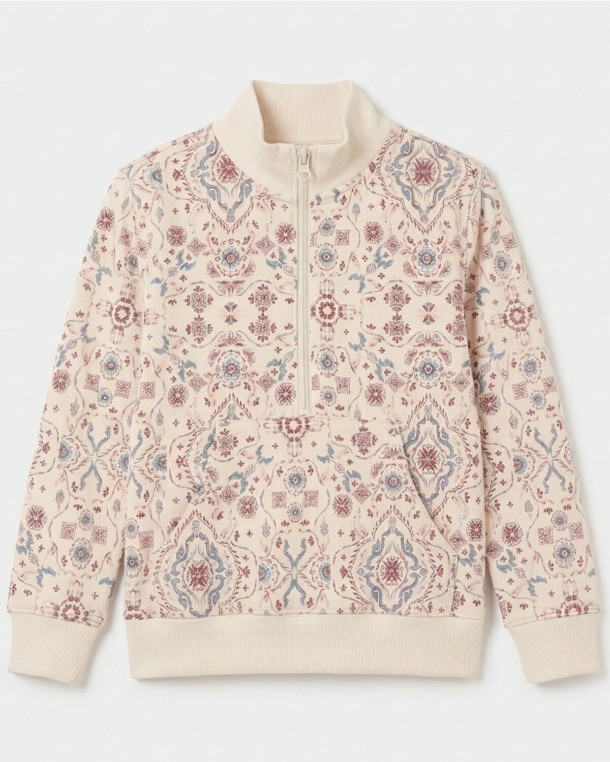Image #1 - Shyanne Toddler Girls' Pierce Tapestry Print 1/2 Zip Fleece Pullover, Natural, hi-res
