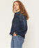 Image #2 - Wrangler Women's Dark Wash Pintuck Long Sleeve Snap Denim Shirt, Dark Wash, hi-res