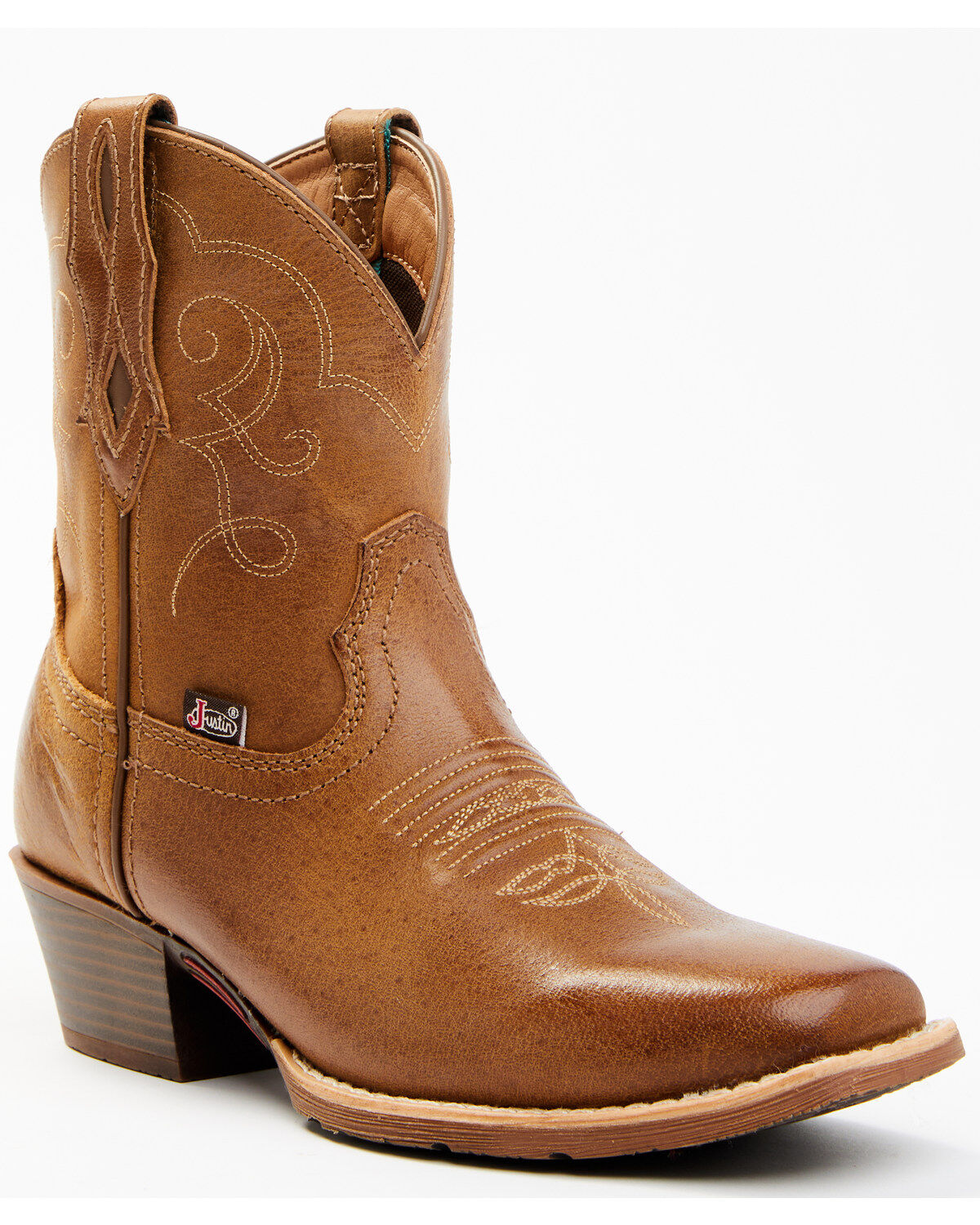 Justin Women's Chellie Western Booties - Square Toe, Tan, hi-res