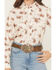 Image #3 - Cruel Girl Women's Horse Rider Conversational Print Long Sleeve Snap Western Shirt, Cream, hi-res