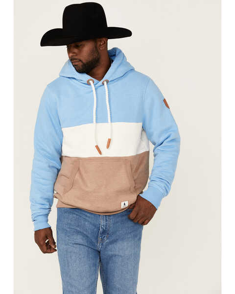 Wanakome Men's Rivera Colorblock Pullover Hooded Sweatshirt , Cream/brown, hi-res