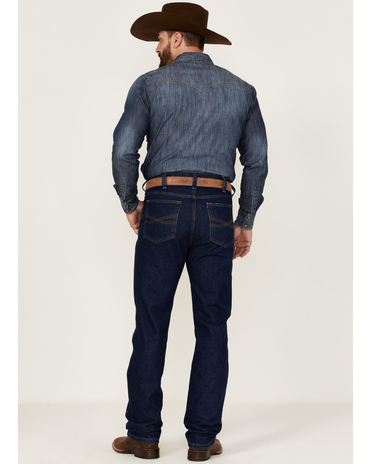 Image #3 - Blue Ranchwear Men's Bucking Horse Dark Wash Rigid Slim Straight Jeans, Dark Wash, hi-res