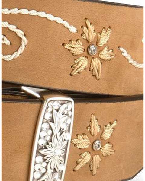 Image #2 - Nocona Women's Embroidered Floral Belt, Brown, hi-res