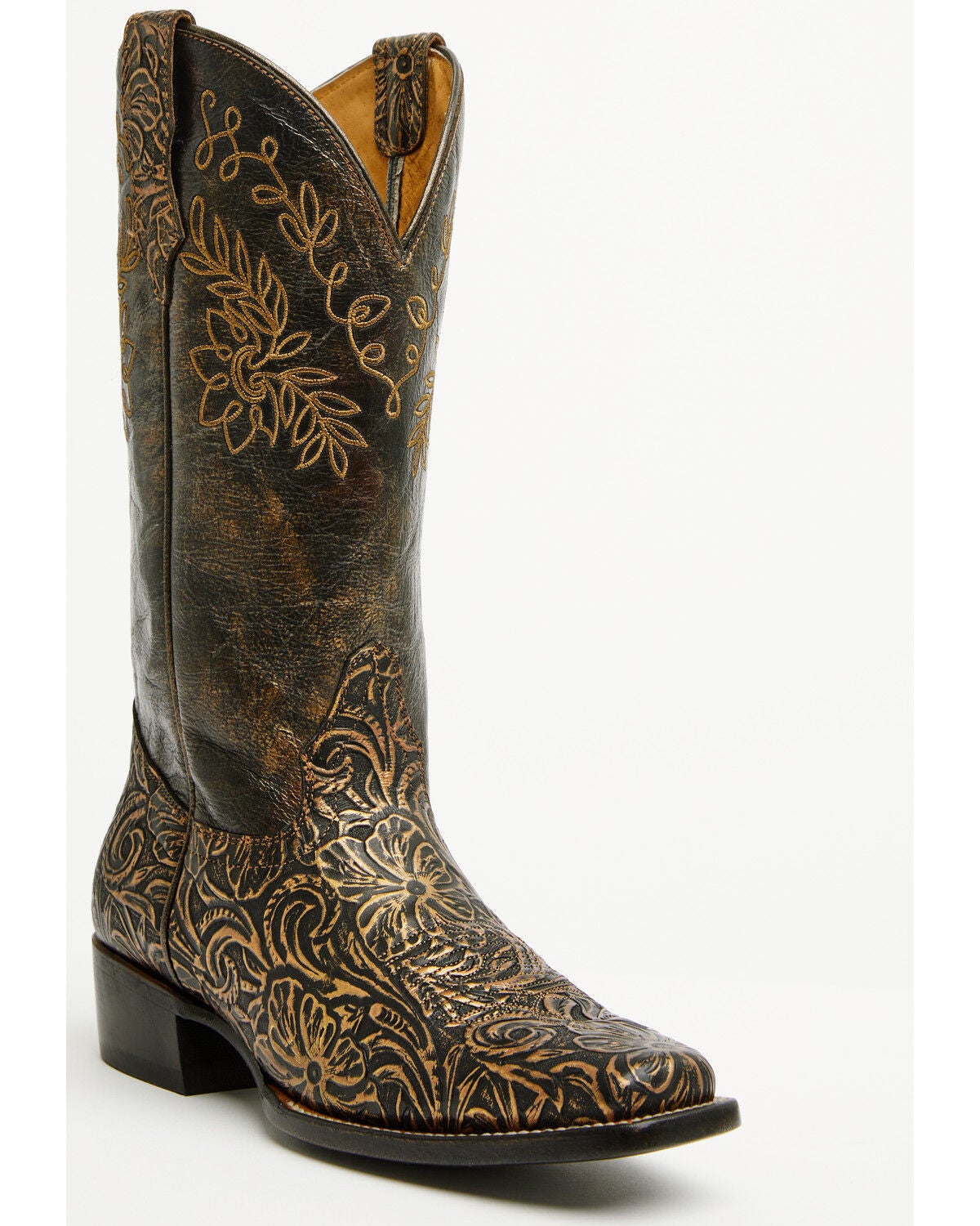 Shyanne Women's Winona Embossed Western Boots - Square Toe, Bronze, hi-res