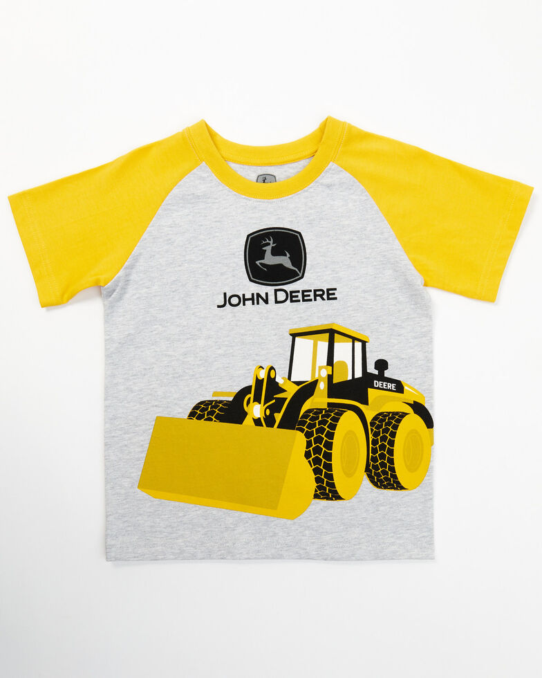 John Deere Toddler-Boys' Bulldozer Print Raglan T-Shirt, Grey, hi-res