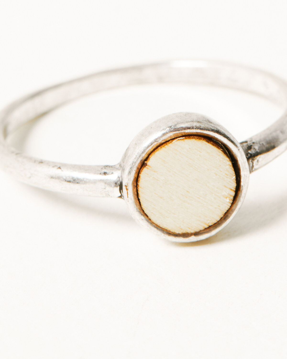 Image #4 - Shyanne Women's 4-piece Turquoise & Silver Beaded Wood Ring Set, Silver, hi-res