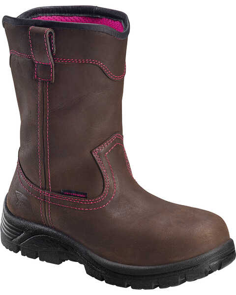 Image #1 - Avenger Women's Comp Toe 10" Wellington Work Boots, Brown, hi-res