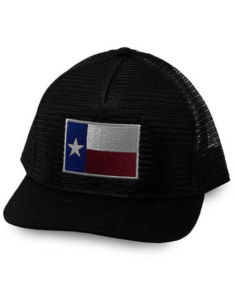 Oil Field Hats Men's Black Texas Flag Patch Mesh-Back Ball Cap , Black, hi-res