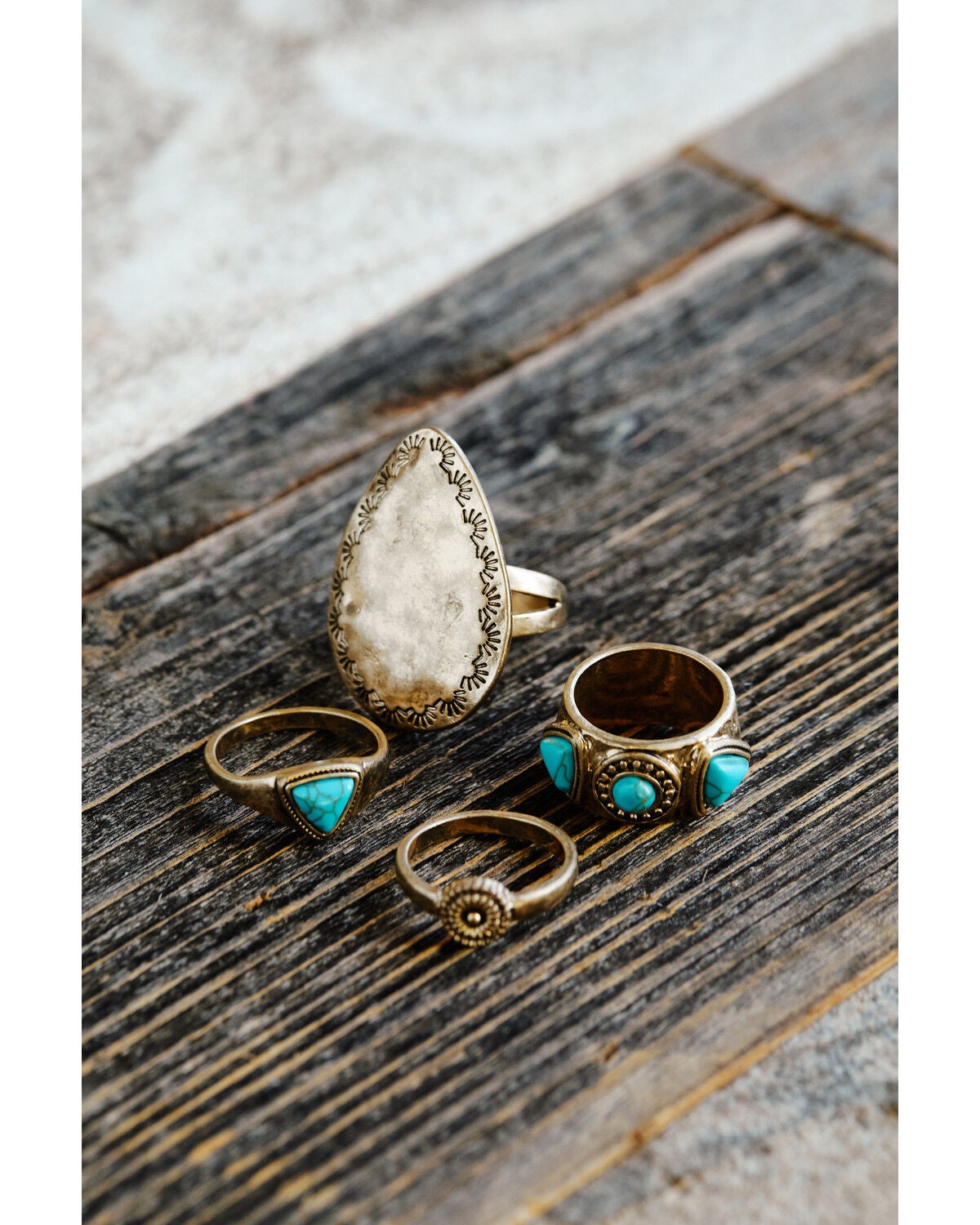 Shyanne Women's Western Romance Ring Set - 4 Piece, Gold, hi-res