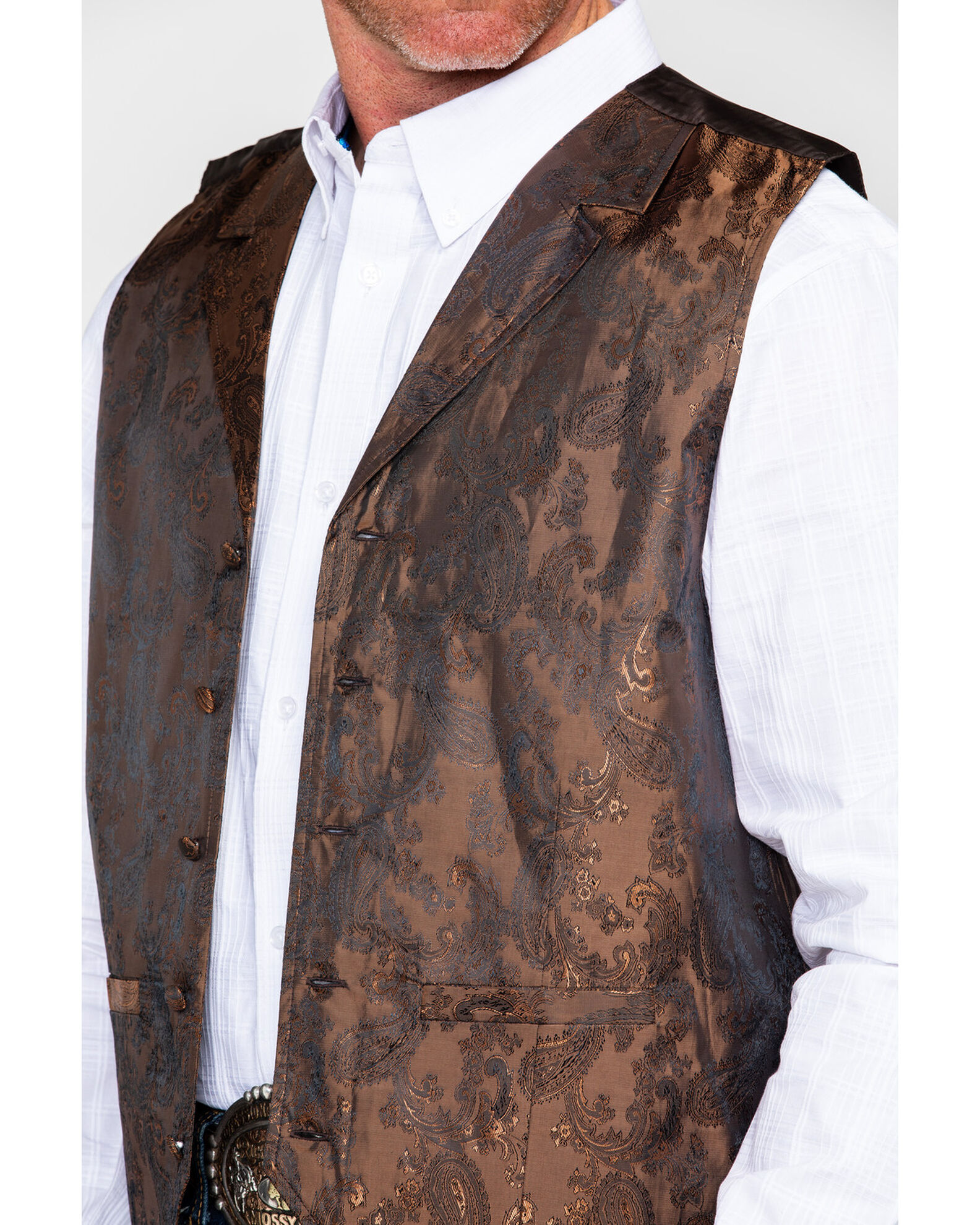 Cody James Men's Paisley Print Jacquard Button Front Vest