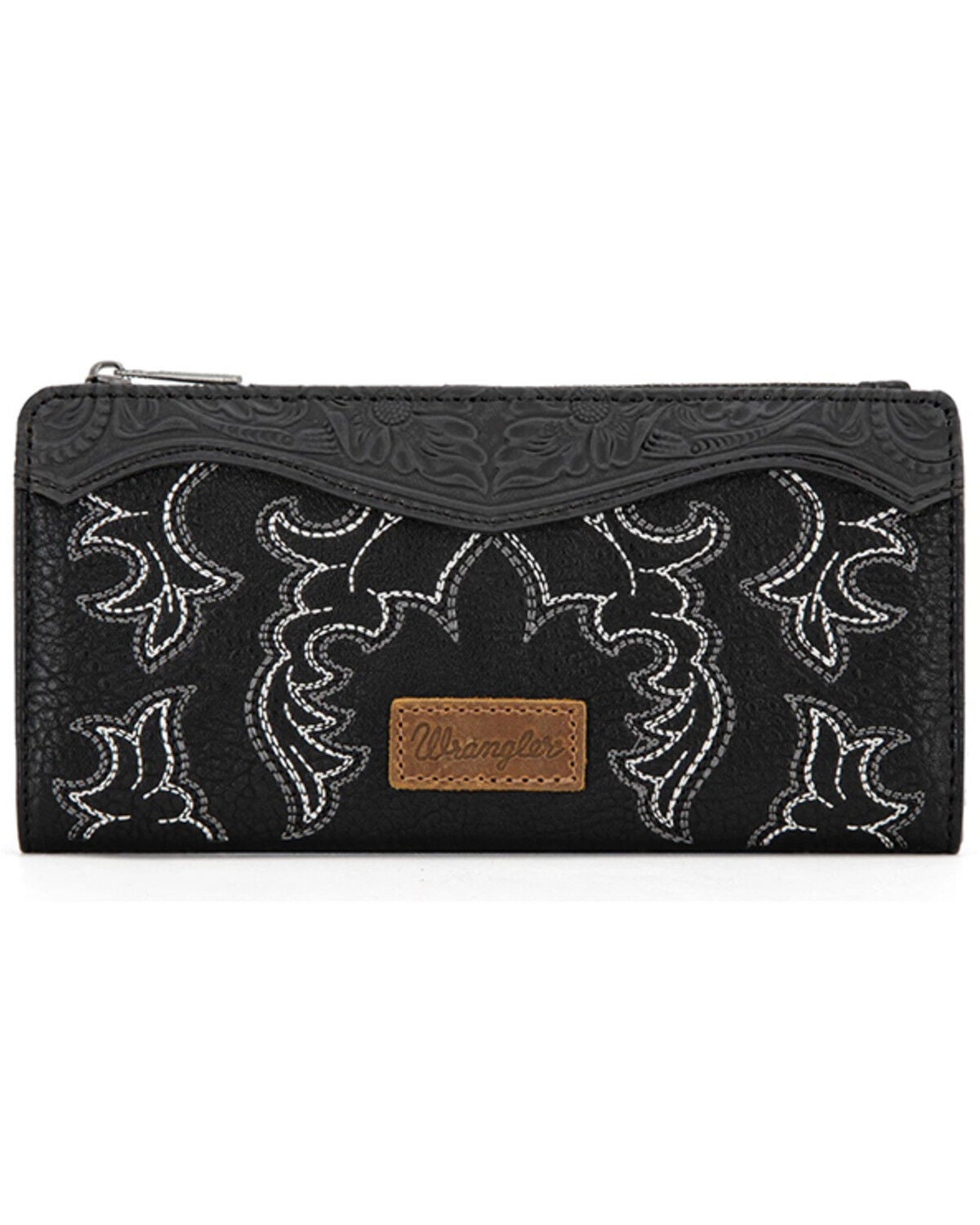 Wrangler Women's Jessie Embroidered Bifold Wallet, Black, hi-res