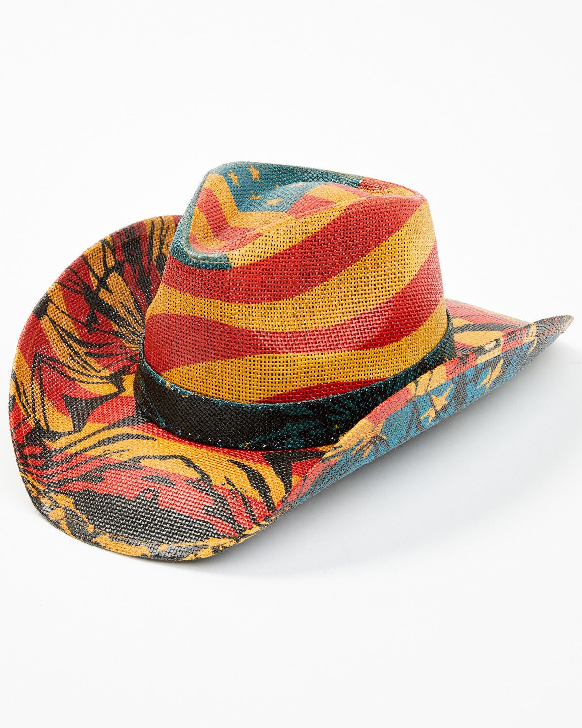 Cody James Men's 13 Stripes Straw Cowboy Hat, Red/white/blue, hi-res