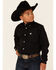 Image #1 - Cinch Boys' Long Sleeve Shirt, Black, hi-res
