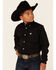 Image #1 - Cinch  Boys' Long Sleeve Shirt, Black, hi-res