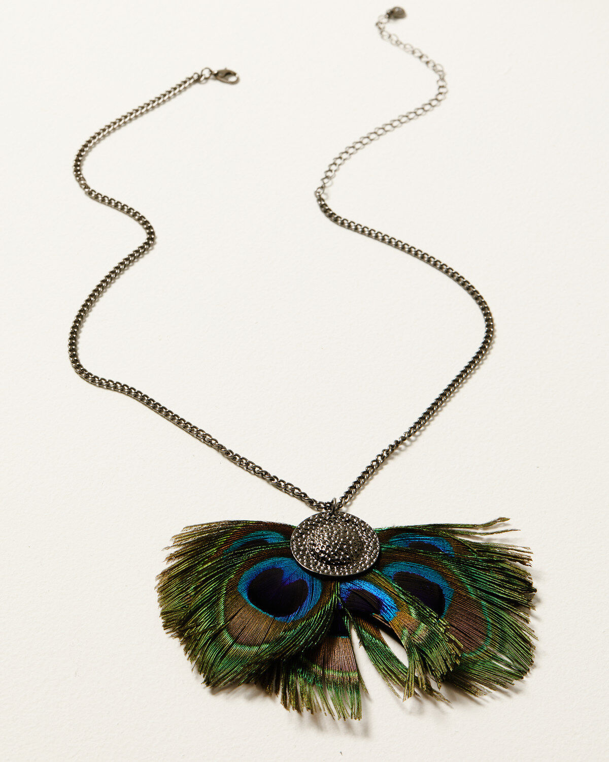 Image #1 - Shyanne Women's Enchanted Forest Peacock Feather Necklace, Pewter, hi-res