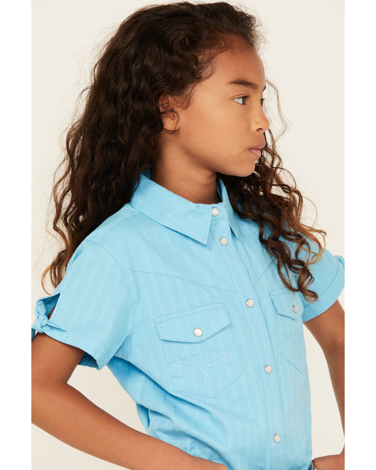 Shyanne Girls' Shadow Dobby Print Short Sleeve Snap Western Shirt